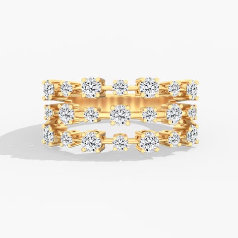 Orbit Three Row Lab Diamond Ring in 14K