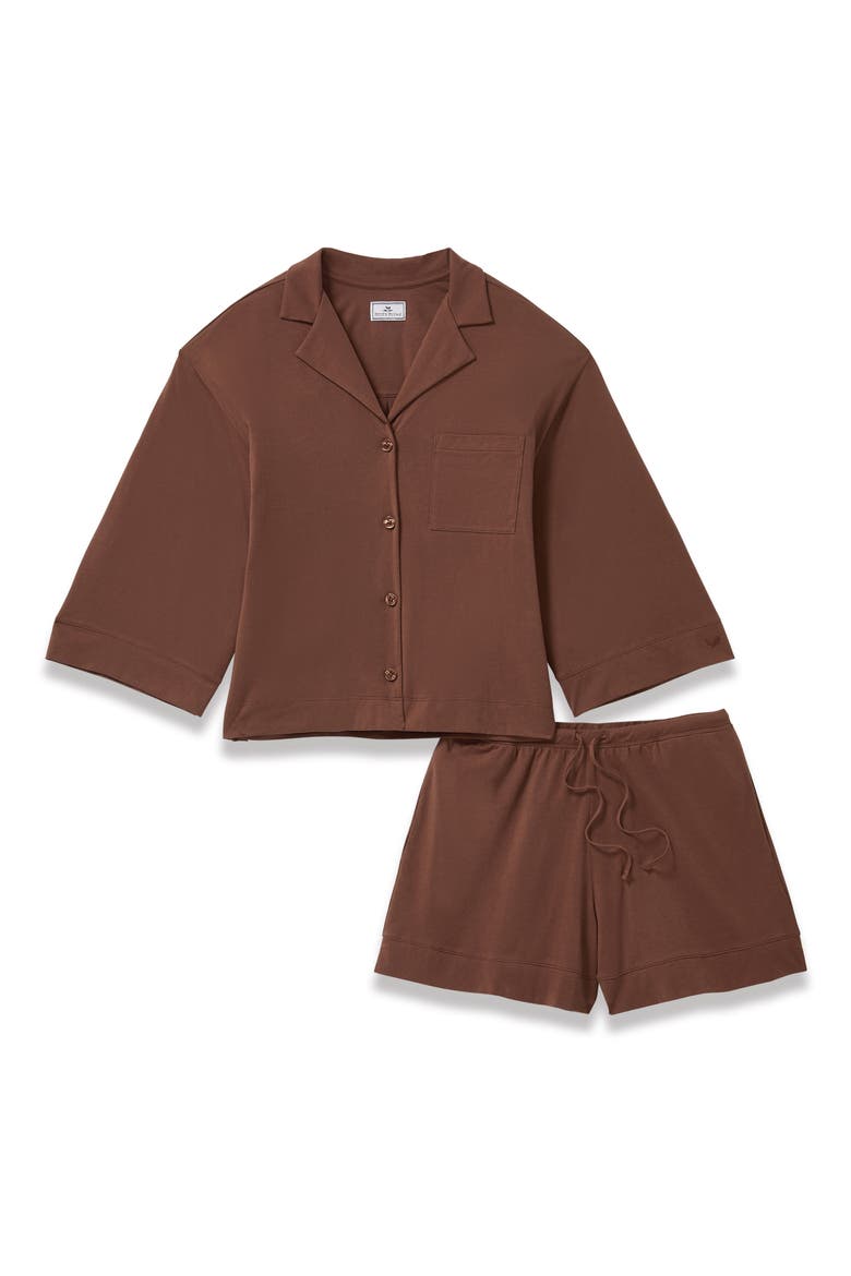 Olivia Featherweight Pima Cotton Short Pajamas, Alternate, color, BROWN