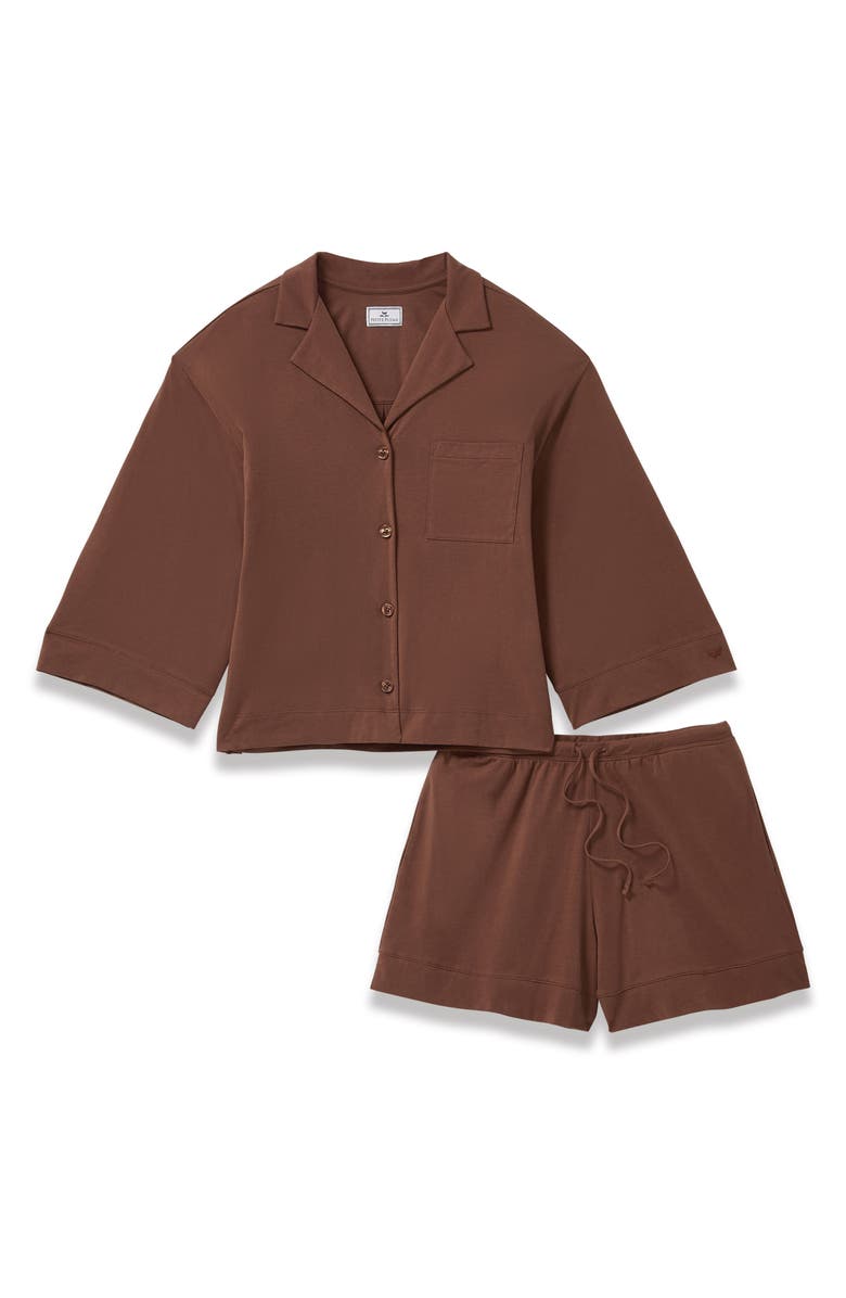 Petite Plume Olivia Featherweight Pima Cotton Short Pajamas, Alternate, color, Brown