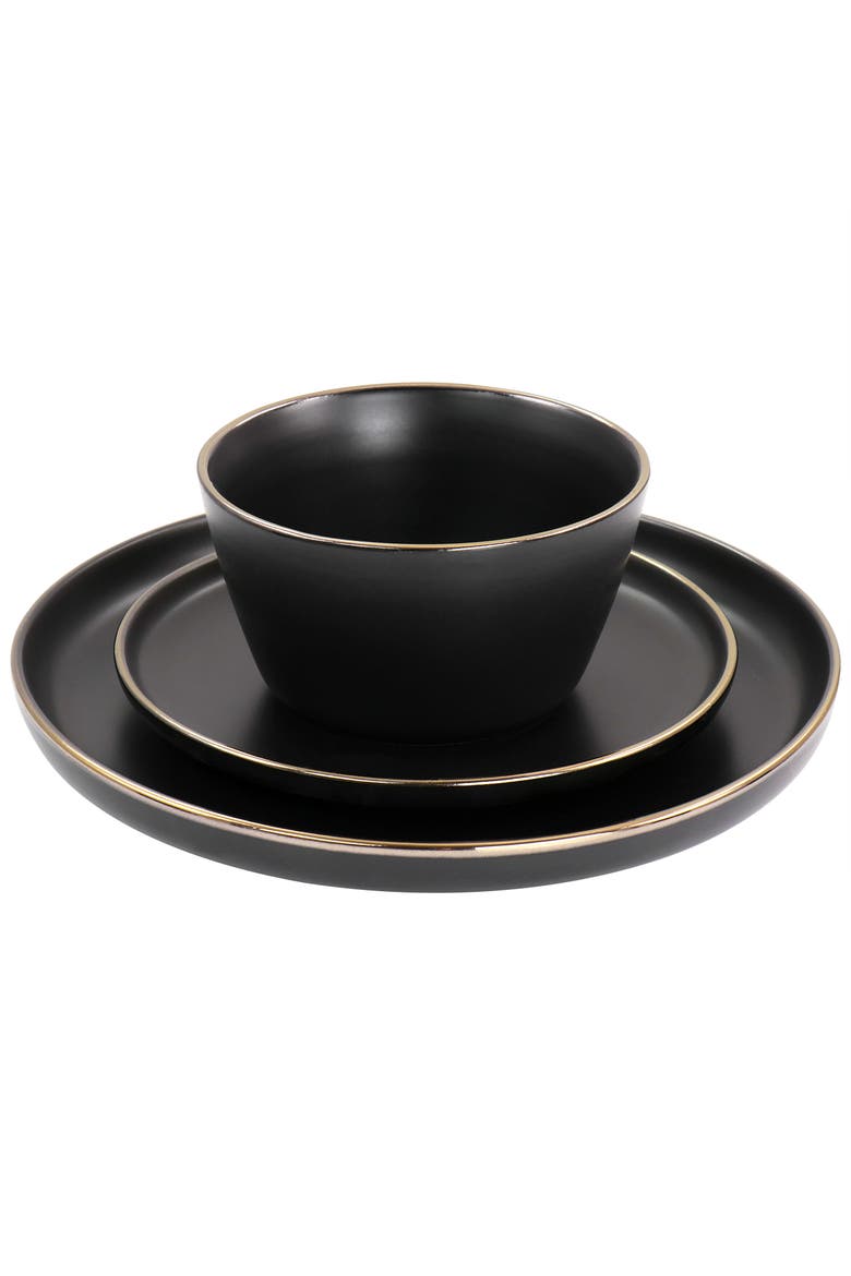 Paul 16 Piece Stoneware Dinnerware Set, Alternate, color, Black