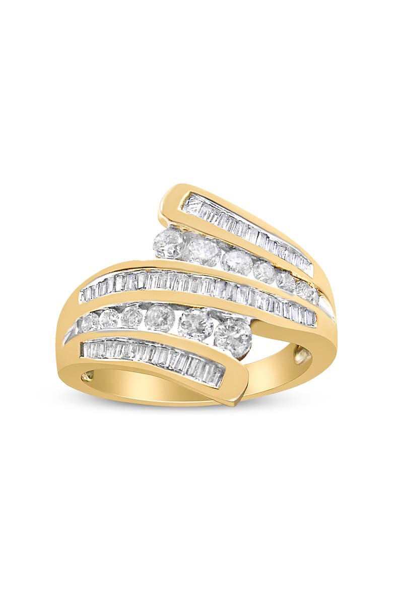 10K Yellow Gold 1 Cttw Diamond Multi Row Bypass Ring Band, Alternate, color, Yellow