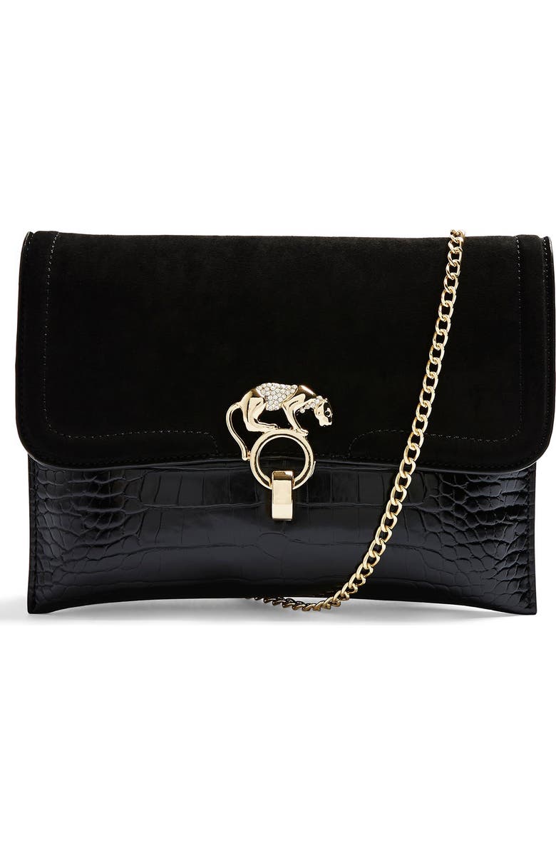 Topshop Panther Clutch, Main, color,