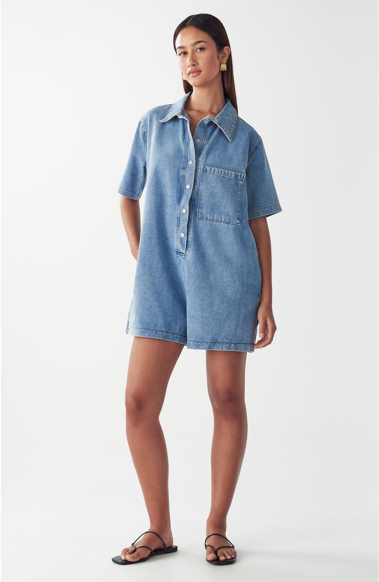 ST MRLO Denim Romper, Alternate, color, Light Blue Wash
