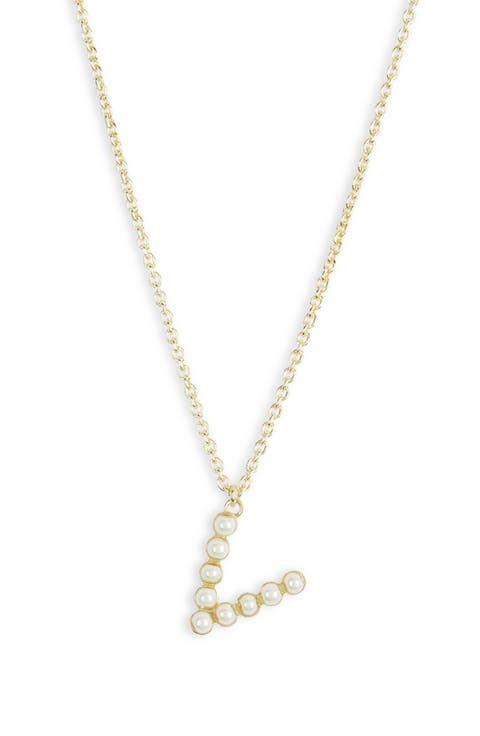 Imitation Pearl Initial Pendant Necklace
