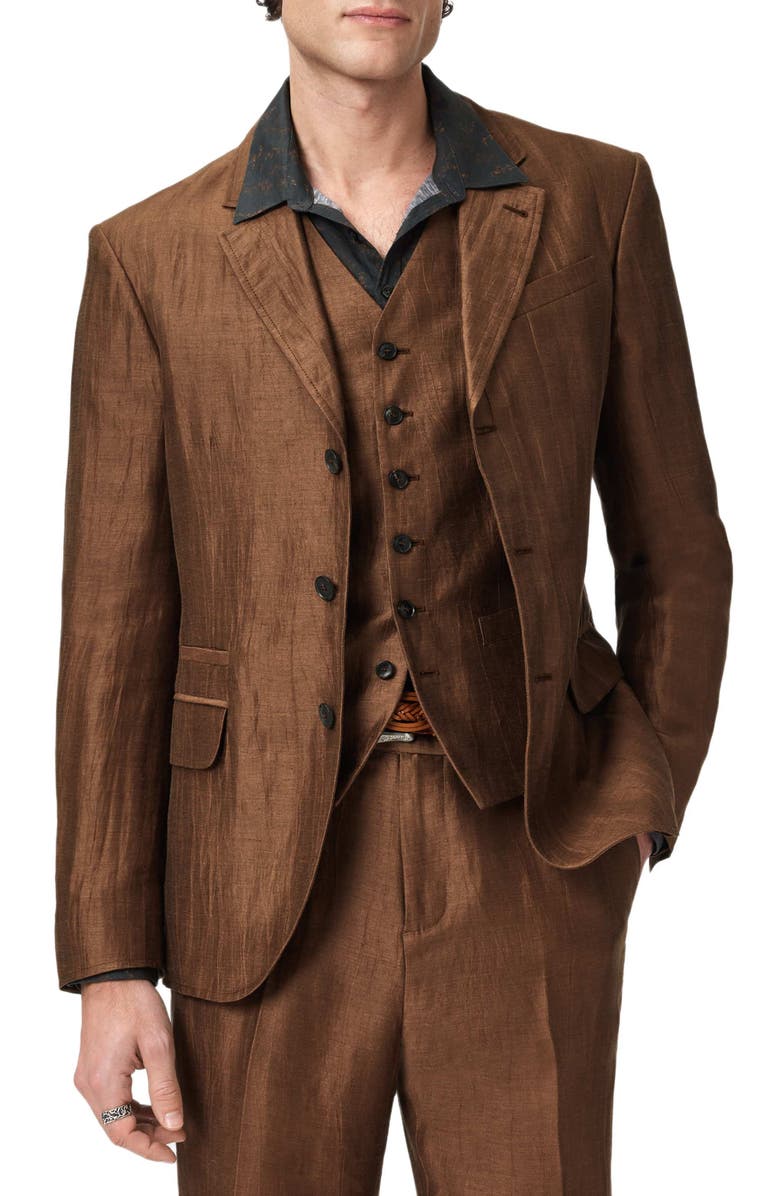 John Varvatos Rind Linen Blend Jacket, Alternate, color, Clay Brown