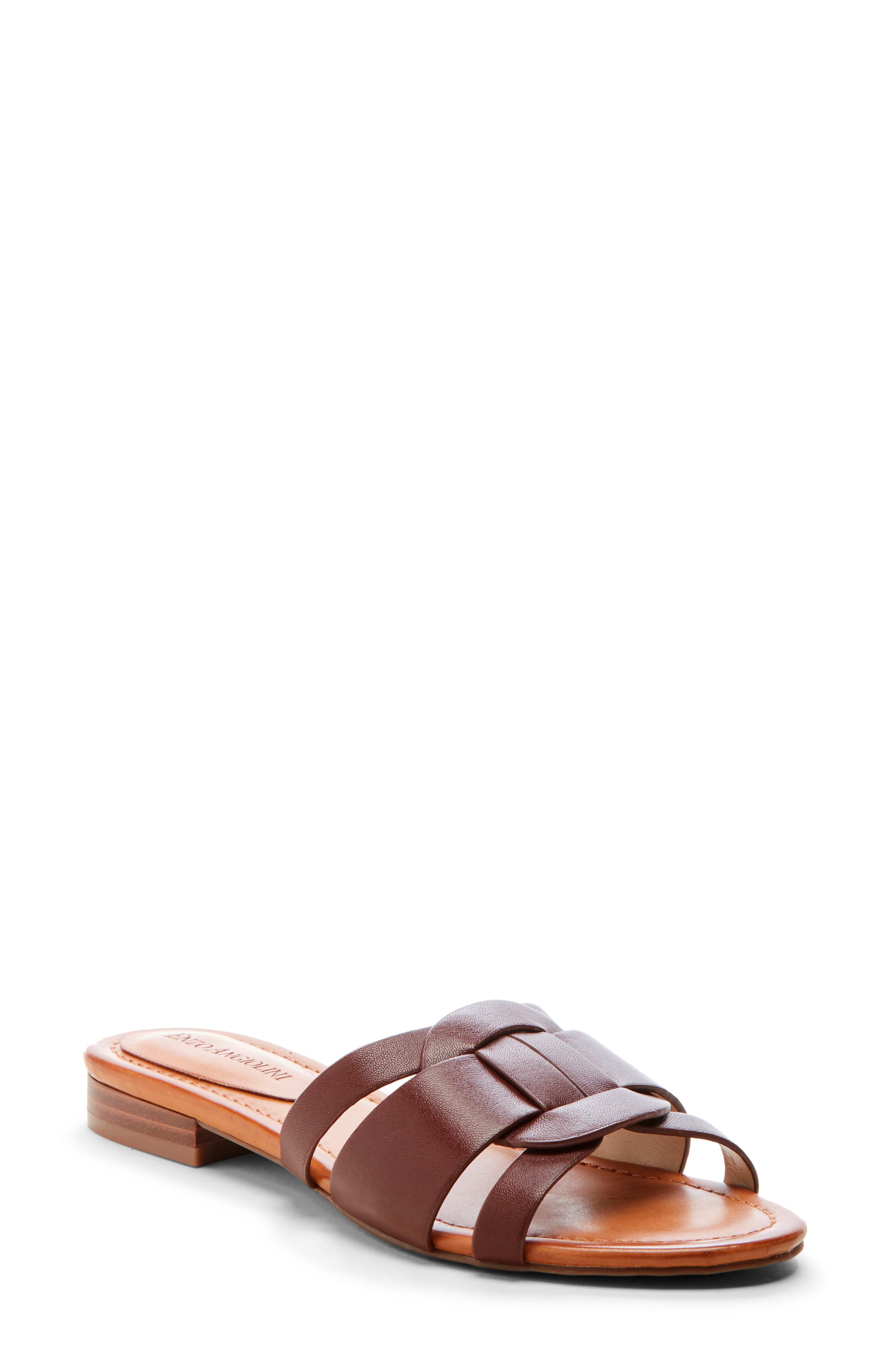 Golda Slide Sandal, Main, color, TERRACOTTA LEATHER