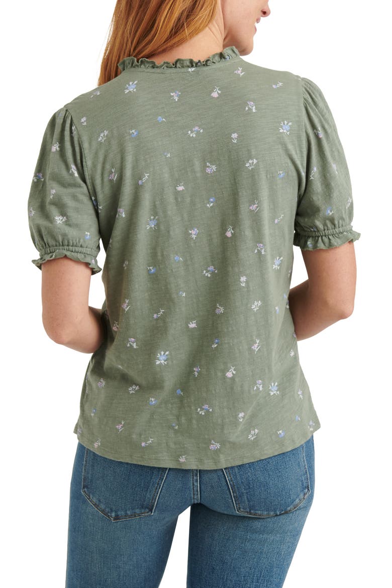 Ruffle Button-Up Top, Alternate, color, GREEN MULTI