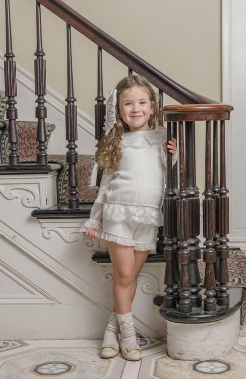 Petite Maison Kids Emma Cotton And Lace Top And Shorts Set In White