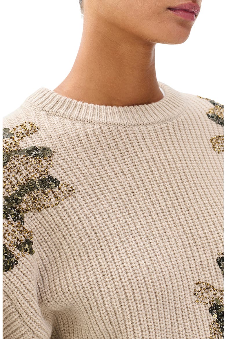 Julie Sequin Detail Wool Sweater, Alternate, color, BEIGE