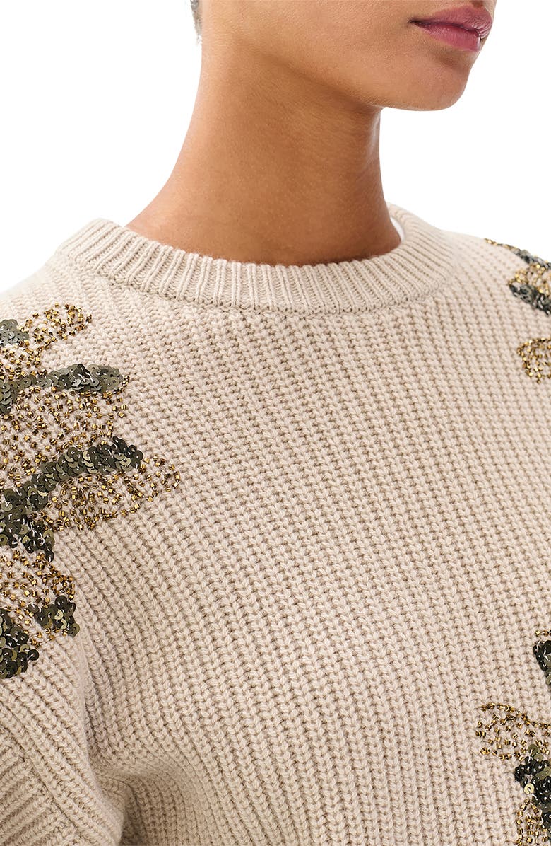 rag & bone Julie Sequin Detail Wool Sweater, Alternate, color, Beige