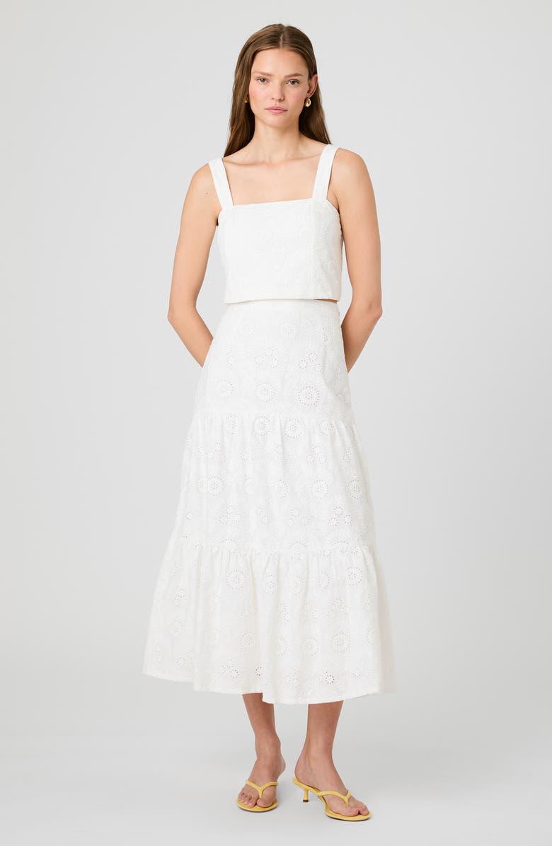 French Connection Svea Eyelet Crop Tank, Alternate, color, Summer White