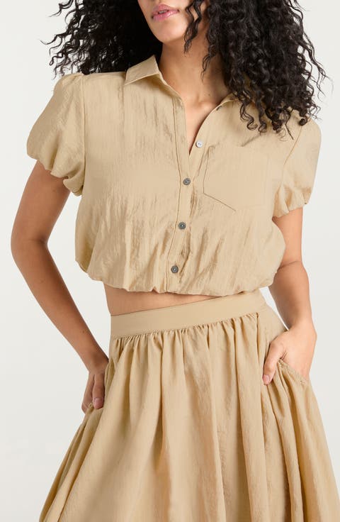 Allinae Button Up Crop Top