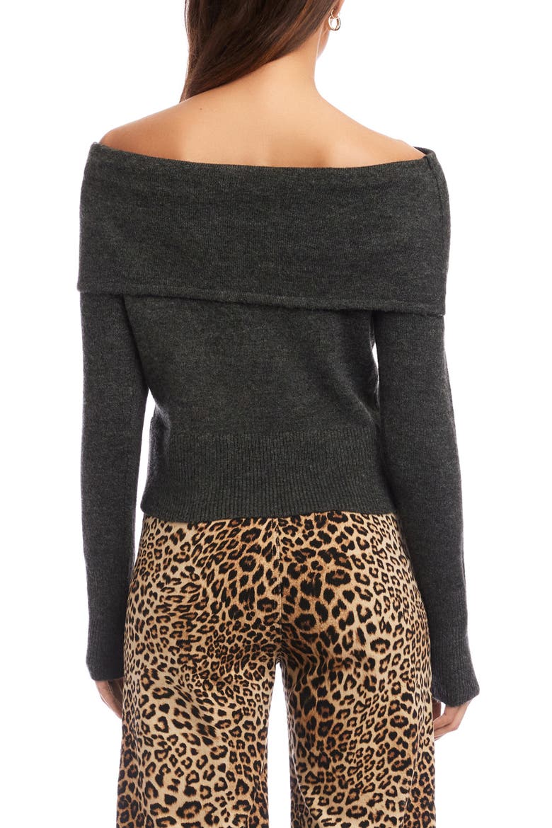Monique Off the Shoulder Foldover Rib Sweater, Alternate, color, CHARCOAL