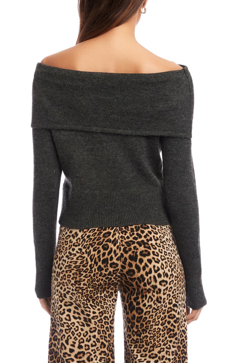 FIFTEEN TWENTY Monique Off the Shoulder Foldover Rib Sweater, Alternate, color, Charcoal