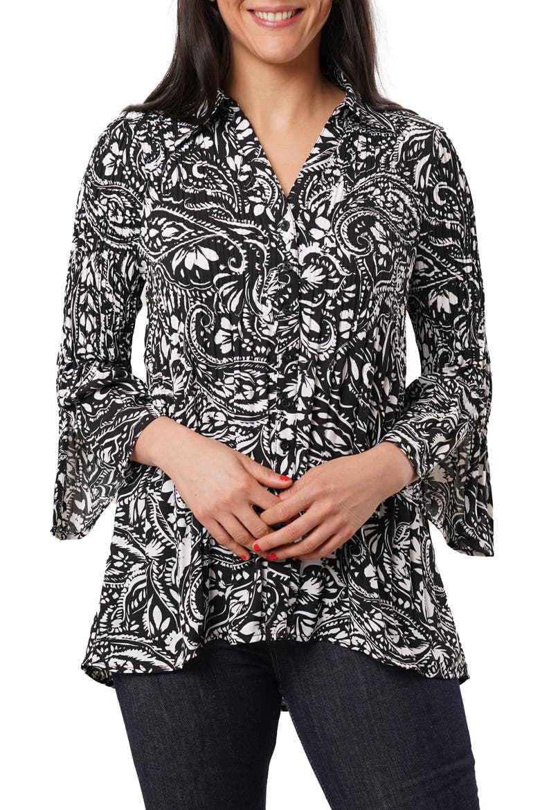 Pleated Button-Up Shirt, Main, color, ROSALIE