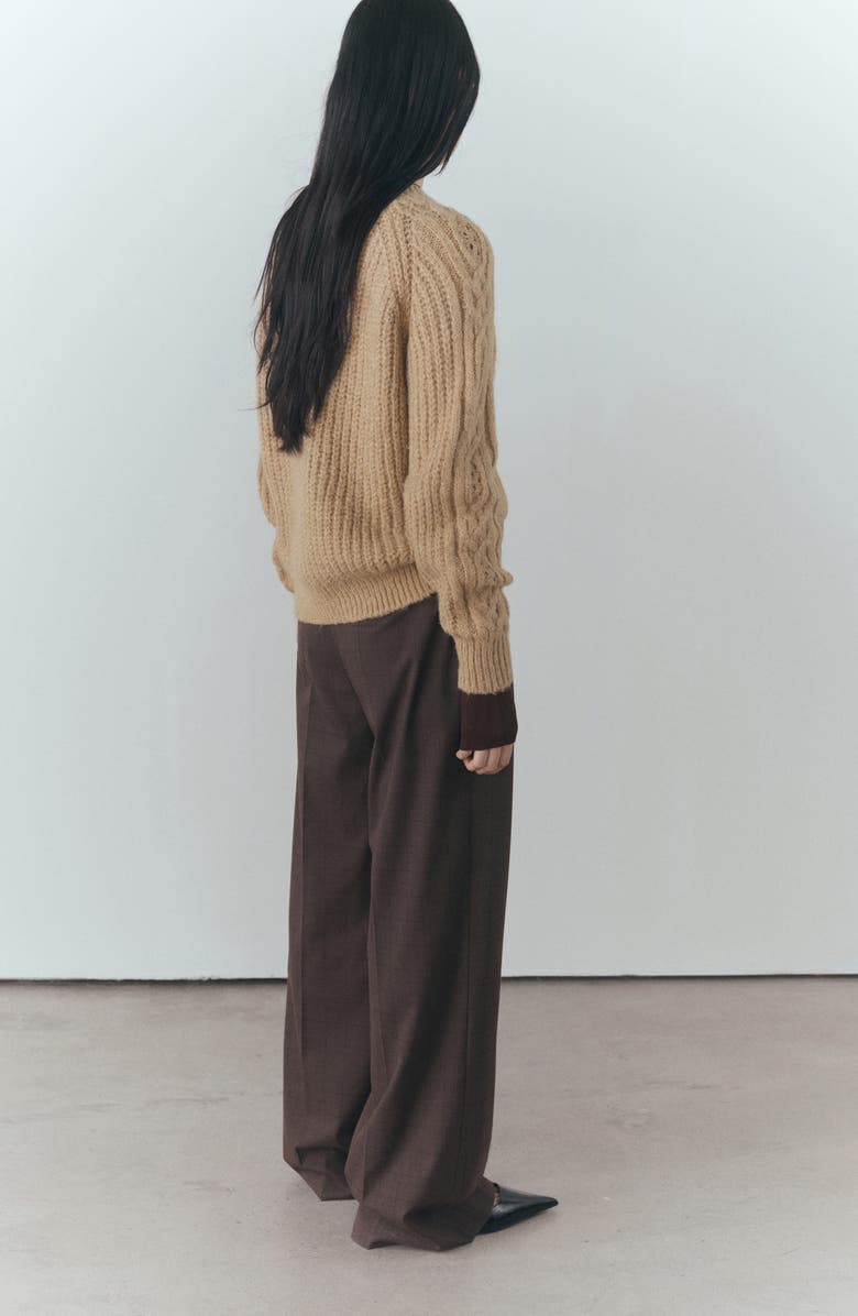 MANGO Crewneck Cable Stitch Sweater, Alternate, color, 