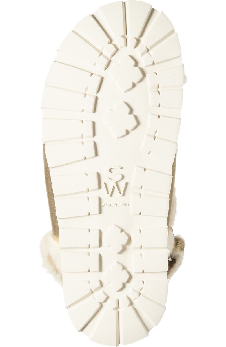 Stuart Weitzman Wynter Genuine Shearling Sandal, Alternate, color, Golden/ Cream