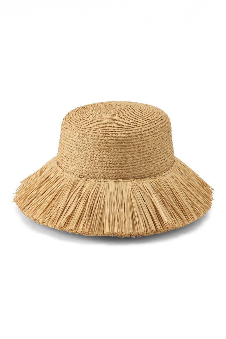 Tate Raffia Fringe Bucket Hat, Alternate, color, NATURAL