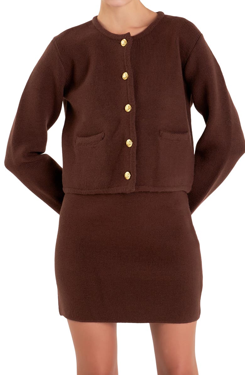 English Factory Crop Knit Cardigan, Alternate, color, 