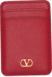 Valentino Garavani VLogo Signature Magnetic Leather Card Case