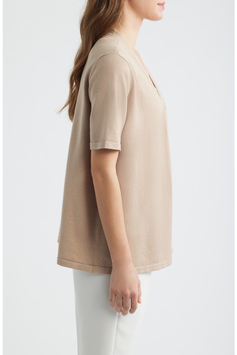 Newport Open Front Elbow Sleeve Cardigan, Alternate, color, LATTE