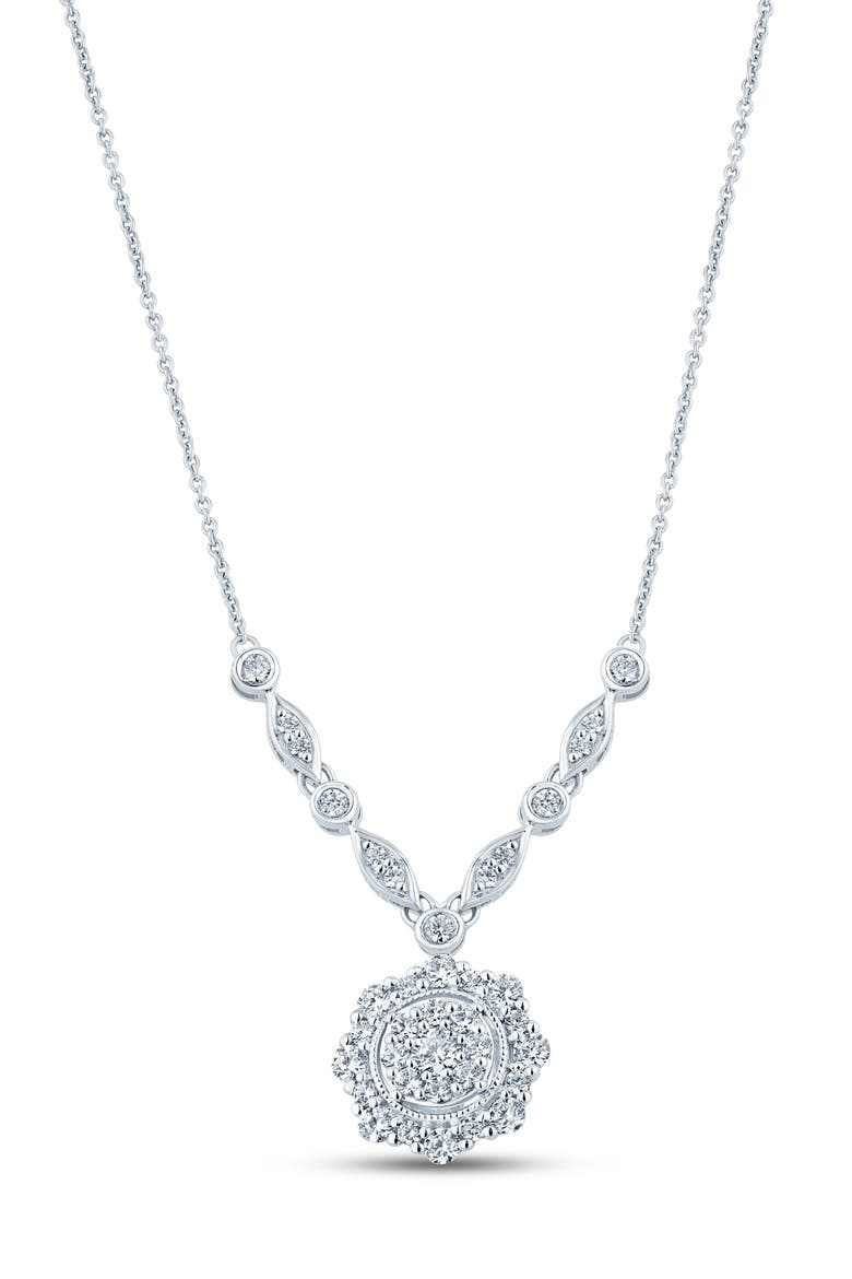 Diamond Medallion Pendant Necklace - 0.50ct., Main, color, WHITE GOLD