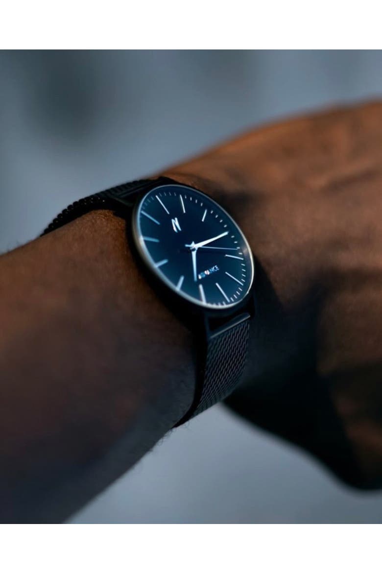 Advance Black Sands Mesh Bracelet Watch, 40MM, Alternate, color, Brilliant Black/Hushed Silver