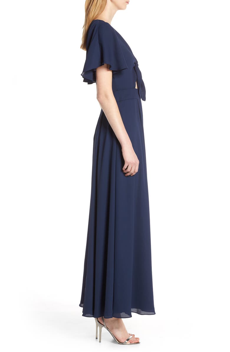 Fame and Partners Tie Front Georgette Dress, Alternate, color, 