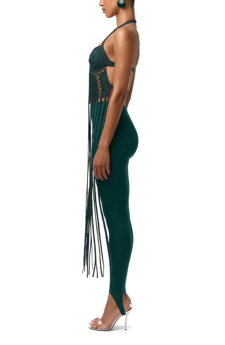 Naked Wardrobe Fringe Halter Top, Alternate, color, Jade