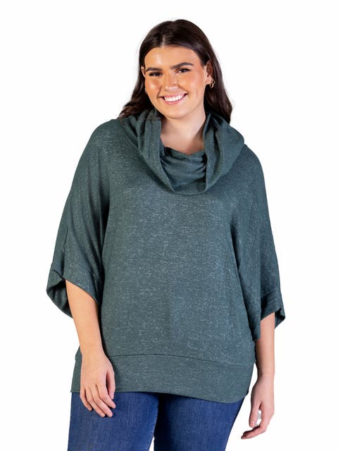 Cowl Neck Dolman Sleeve Sweater Top