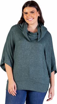24seven Comfort Apparel Cowl Neck Dolman Sleeve Sweater Top