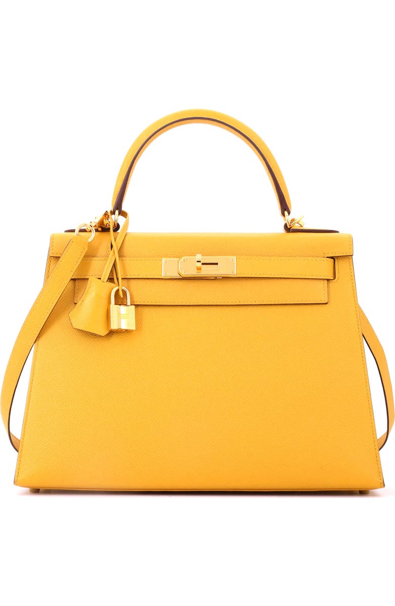 Pre-Owned Hermes Kelly Handbag Yellow Epsom with Gold Hardware 28, Main, color, Jaune Ambre
