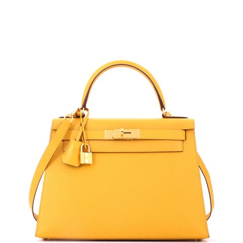 Kelly Handbag Yellow Epsom with Gold Hardware 28