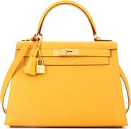 Pre-Owned Hermes Kelly Handbag Yellow Epsom with Gold Hardware 28
