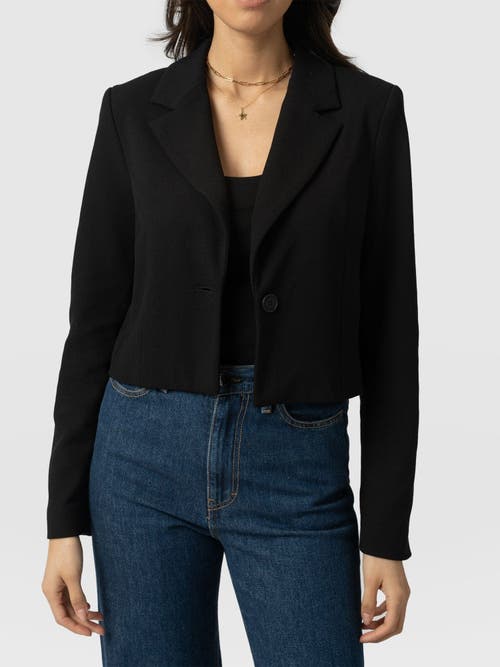 Saint And Sofia Saint + Sofia Astrid Cropped Blazer In Burgundy
