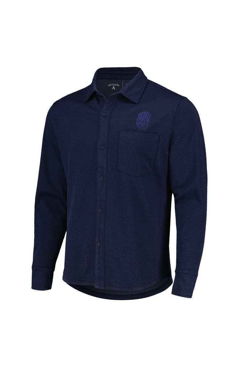 ANTIGUA Men's Antigua Navy Nashville SC Streamer Diamond Button-Up Shacket, Alternate, color, Navy