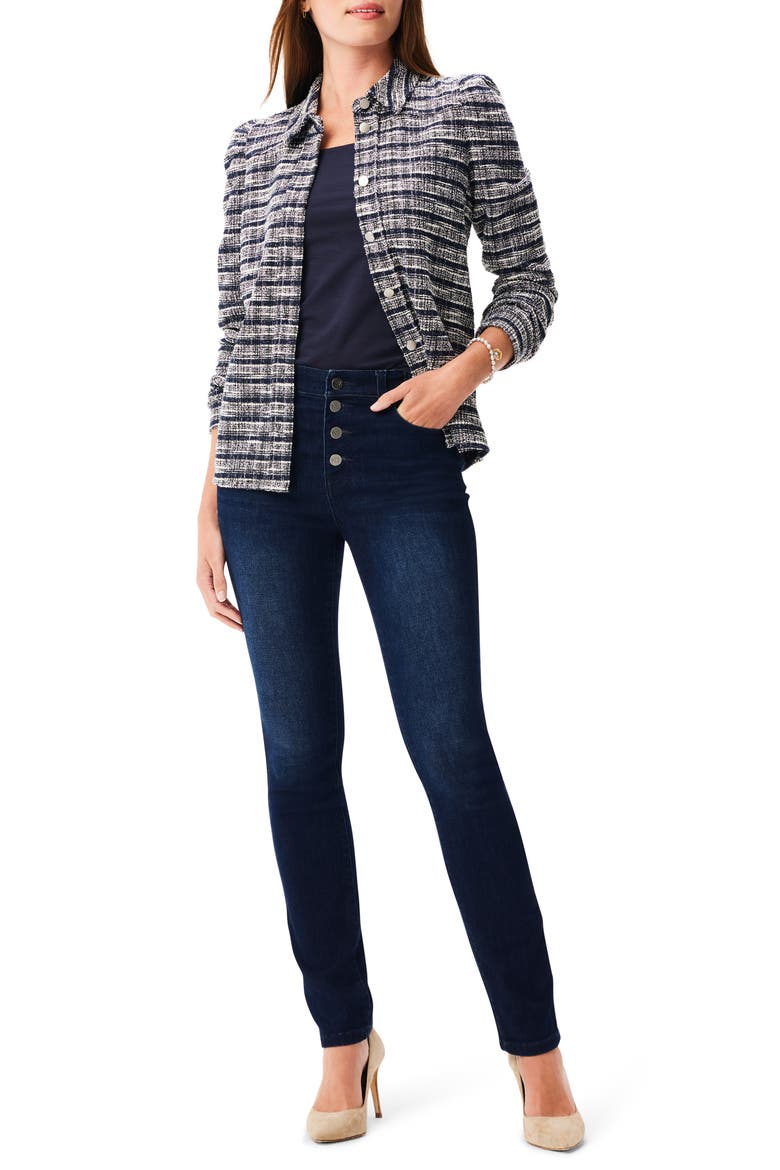 Girlfriend Plaid Knit Jacket, Alternate, color, INDIGO MULTI
