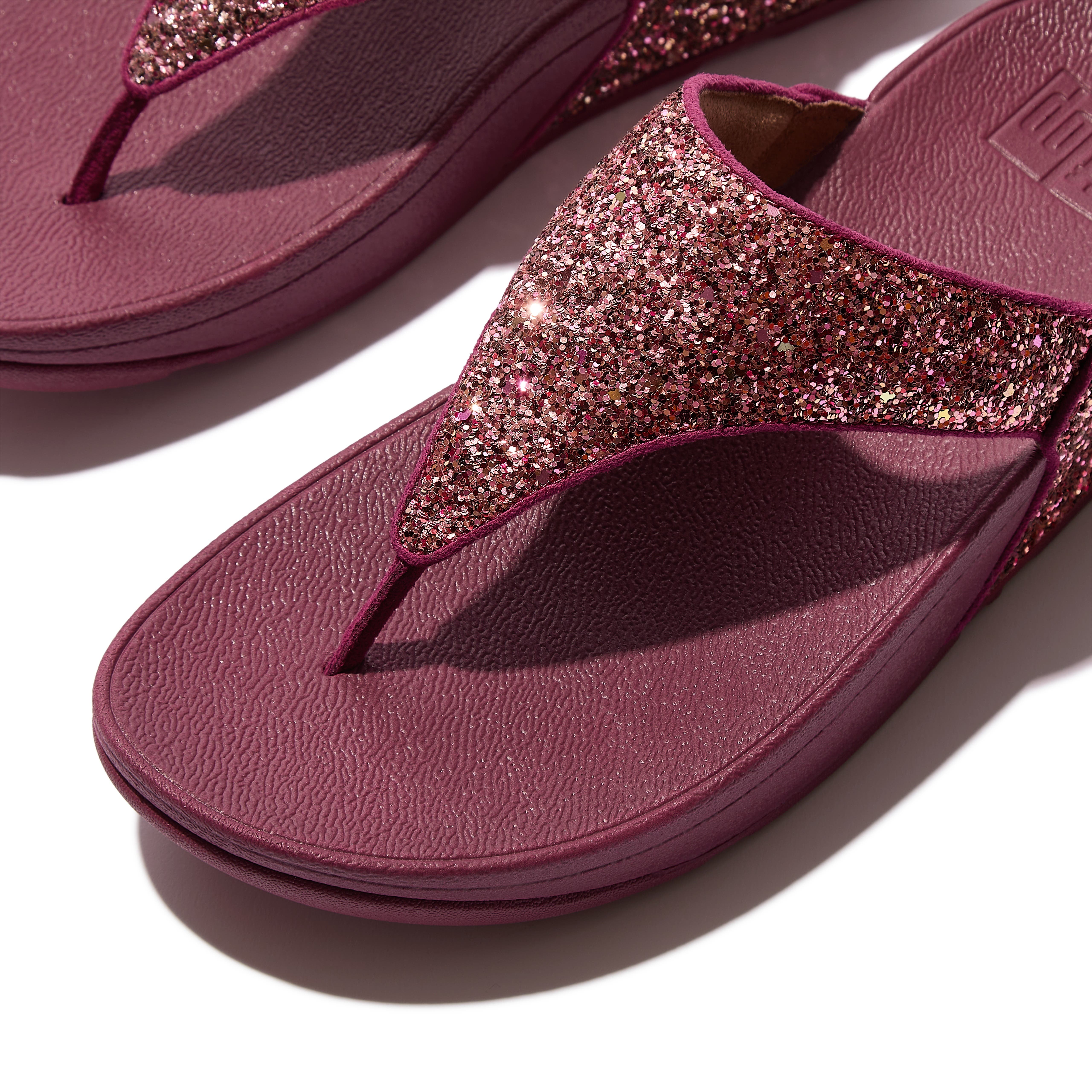 FitFlop Lulu Multi Tonal Glitter Toe Post Sandals, Alternate, color, Ruby Mix