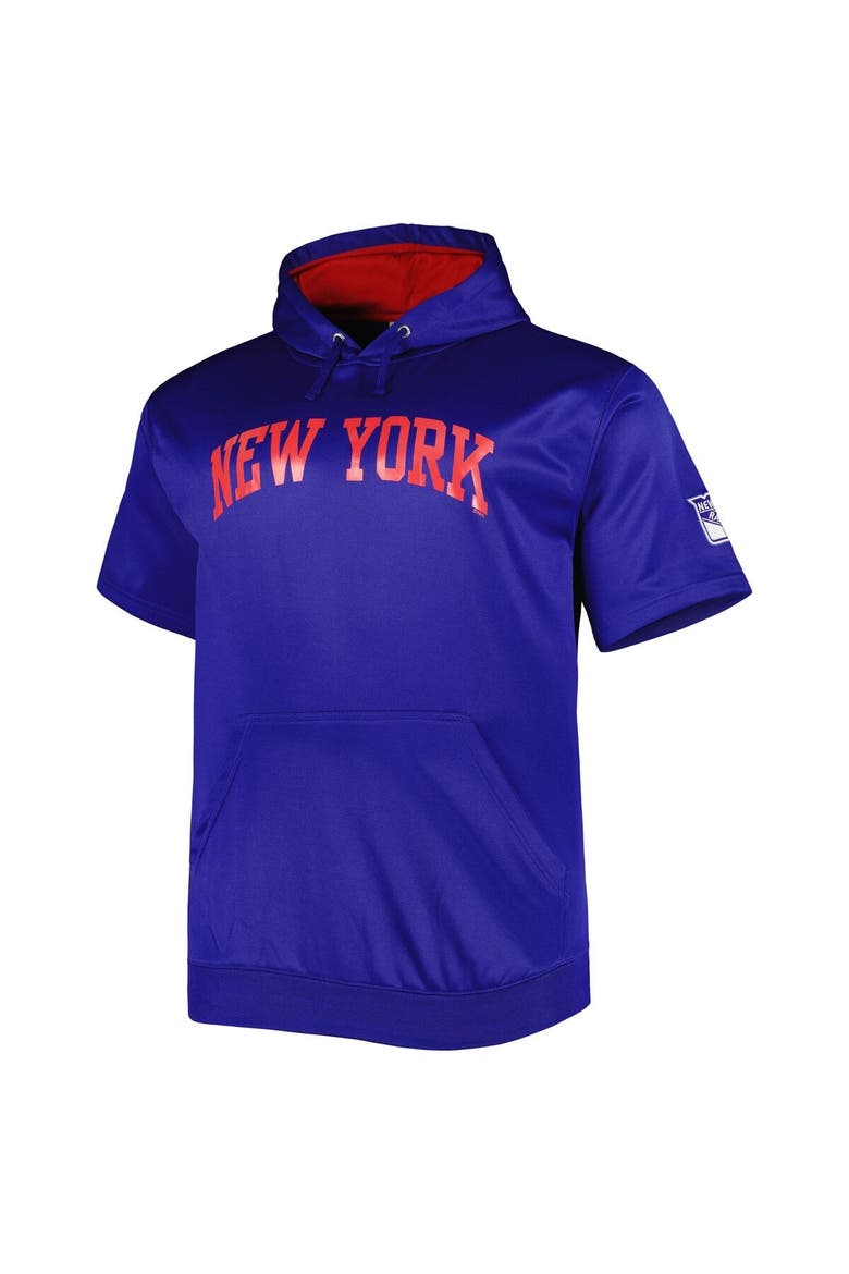 Men's Royal New York Rangers Big & Tall Logo Short Sleeve Hoodie, Alternate, color, Royal