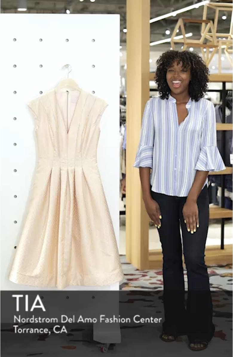 Grace Pleated Jacquard Fit & Flare Dress, sales video thumbnail