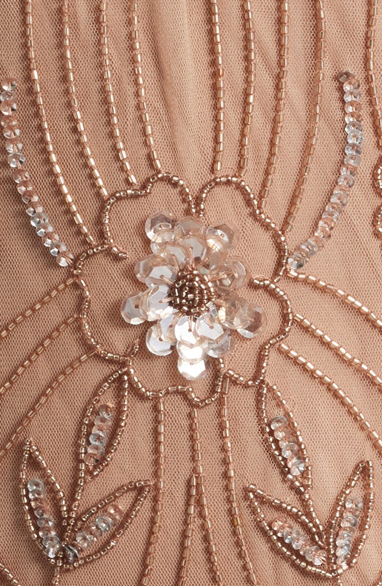 Pisarro Nights Beaded Tulle Gown, Alternate, color, Mocha