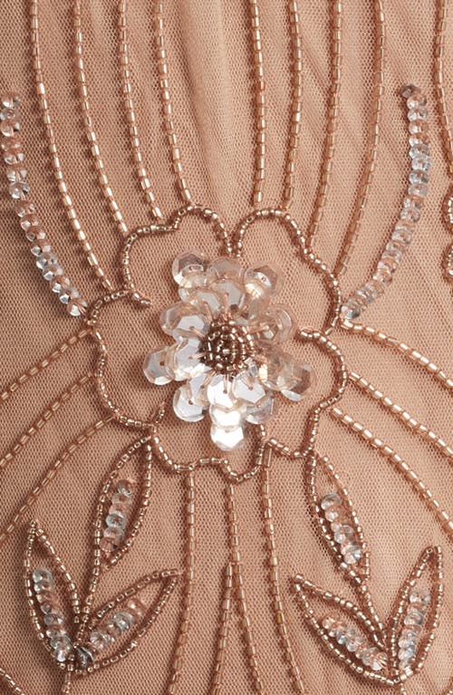 Pisarro Nights Beaded Tulle Gown In Mocha