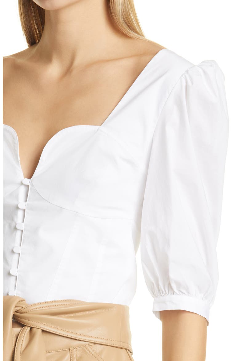 Jonathon Simkhai Standard Thea Smocked Puff Sleeve Top, Alternate, color, WHITE