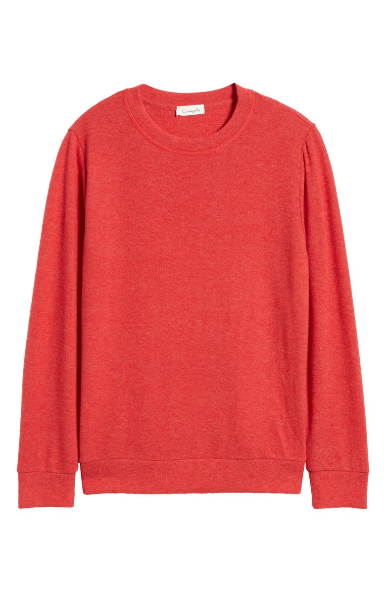 Loveappella Crewneck Brushed Jersey Top, Alternate, color, Red