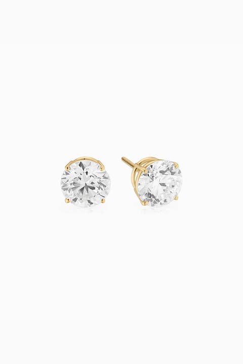 14K Solid Gold Luminous 3 Carat Lab Diamond Classic Studs