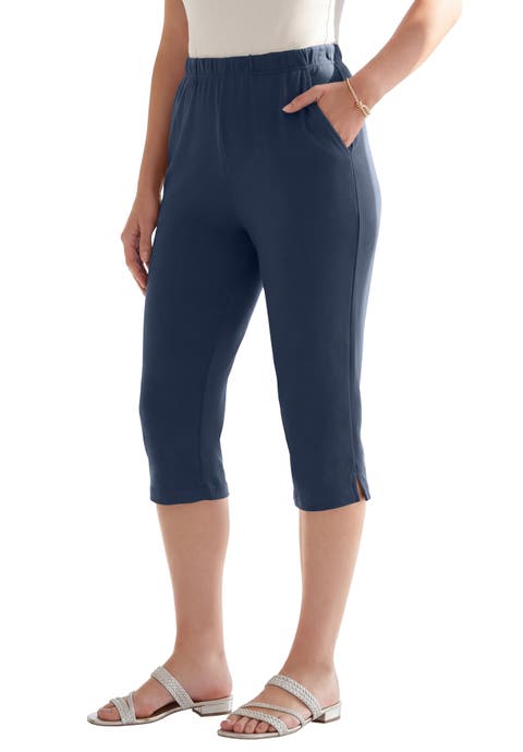 Plus Size Soft Knit Relaxed Pull-On Capri Pant (Plus)