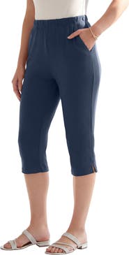 Roaman's Plus Size Soft Knit Relaxed Pull-On Capri Pant