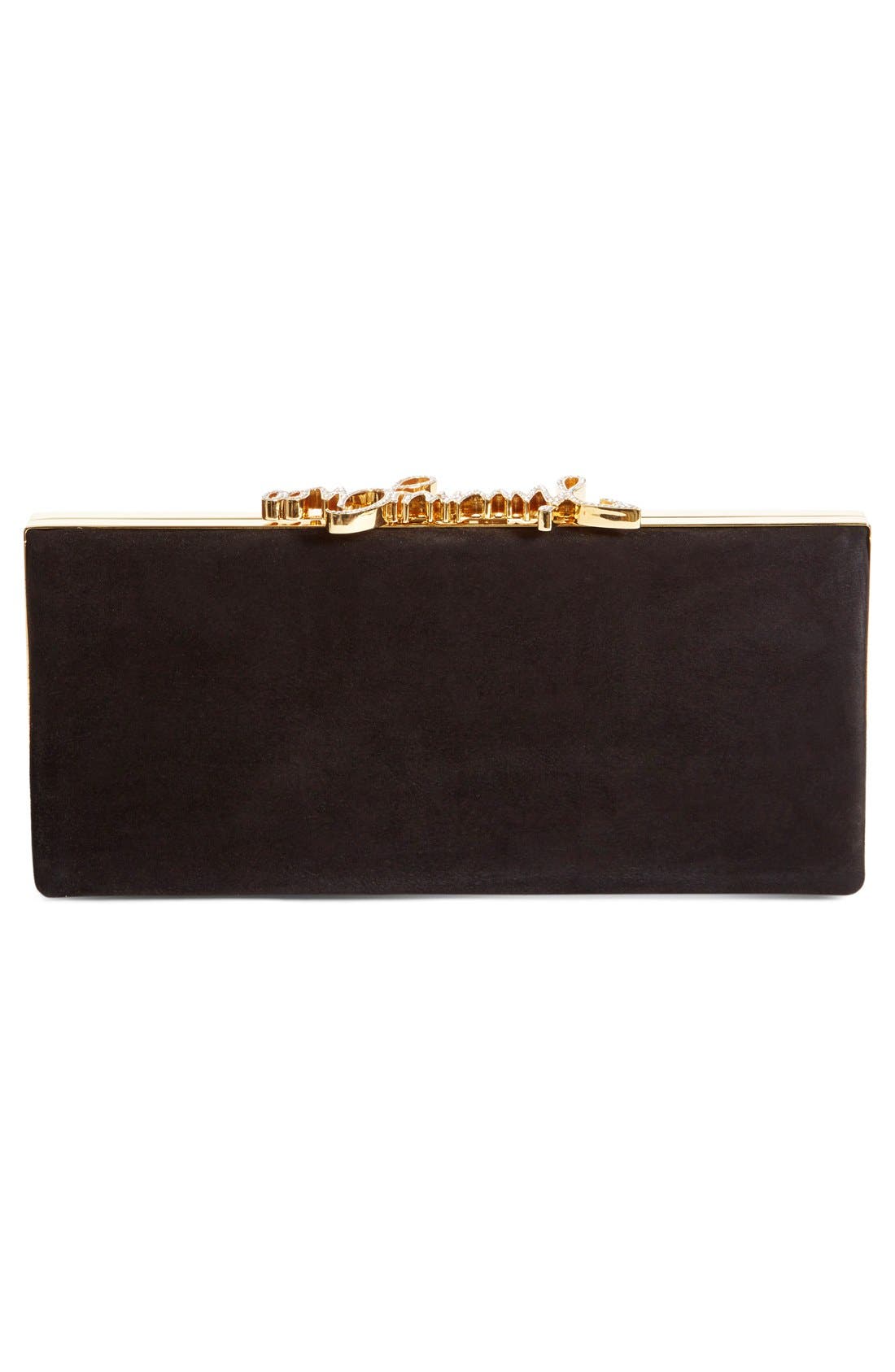 Jimmy Choo 'Celeste' Logo Clasp Suede Clutch, Alternate, color, 