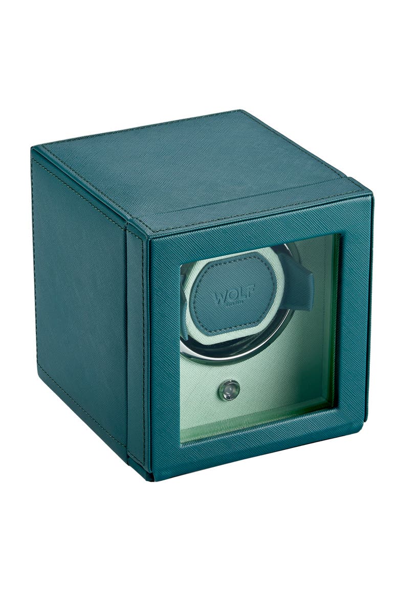 Cub Single Watch Winder with Cover, Alternate, color, Seltzer Teal/Mint