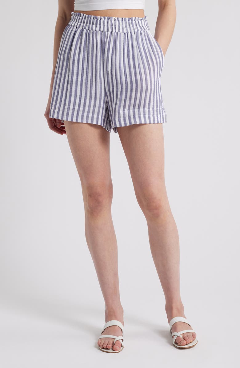 Rails Leighton Stripe Organic Cotton Gauze Shorts, Main, color, Admiral Stripe